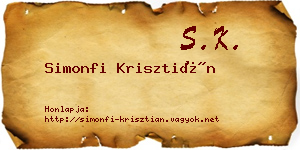 Simonfi Krisztián névjegykártya